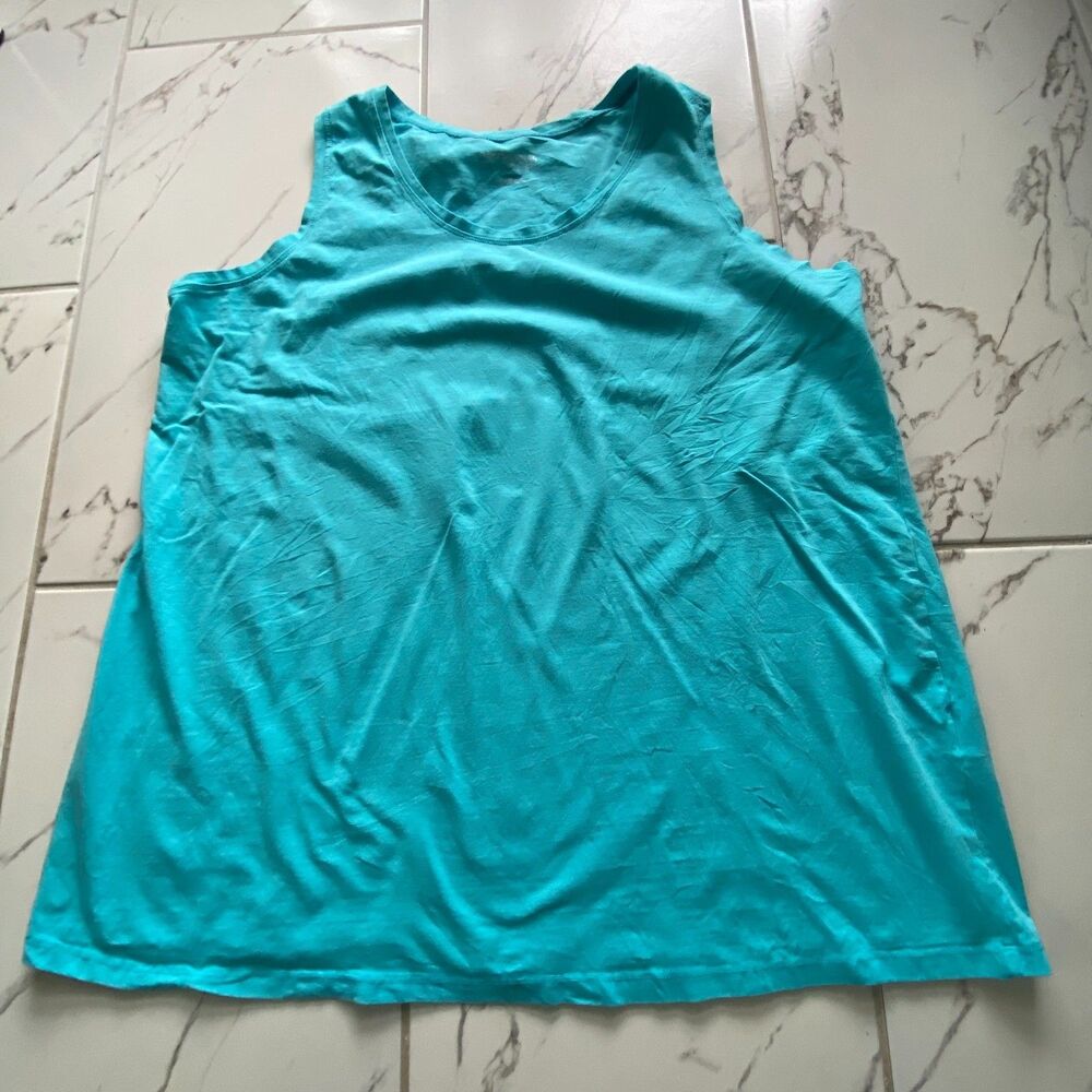Catherines Women 2X Turquoise Sleeveless Tank Top Plus Size